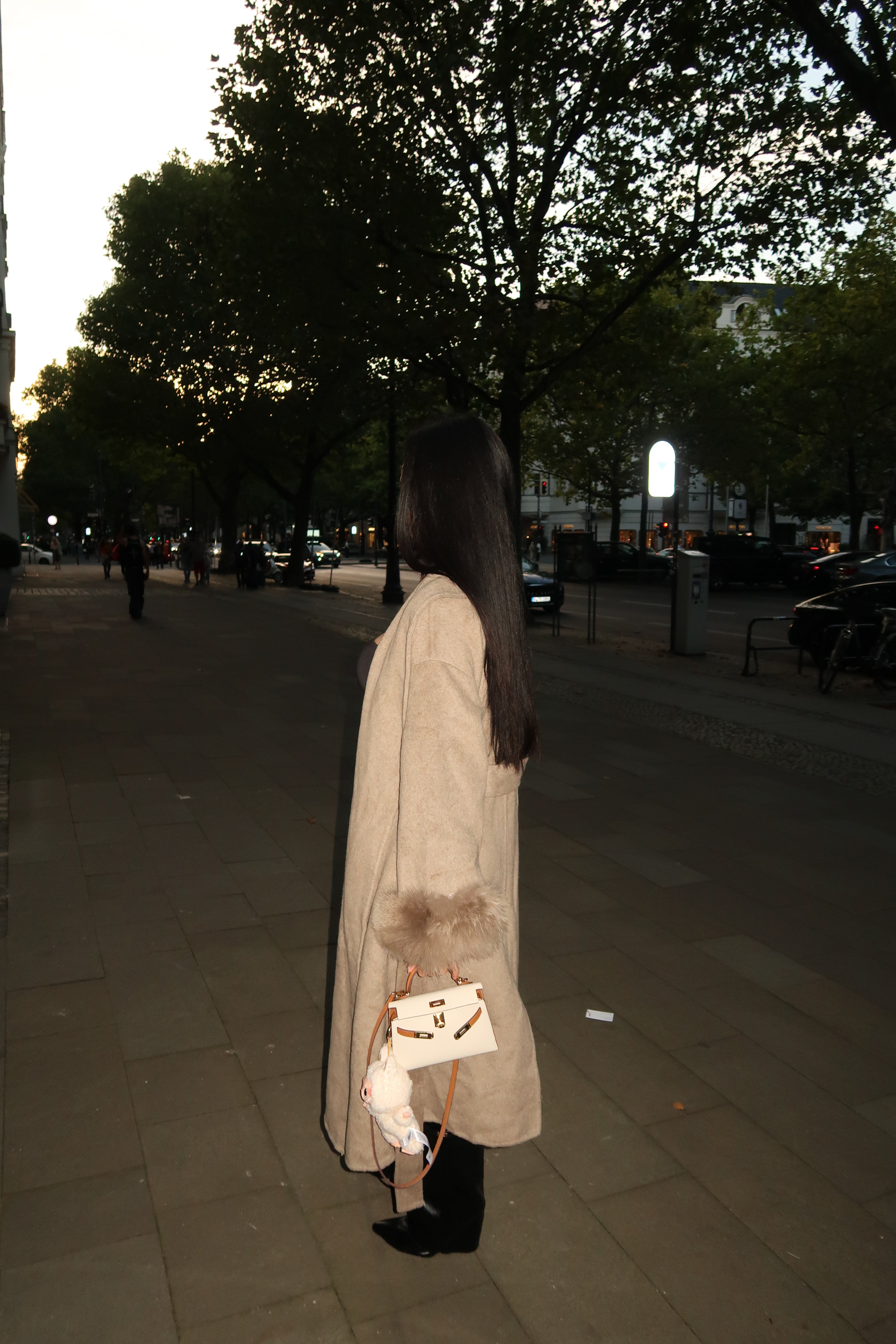 The London - Langer Wollmantel mit Fell