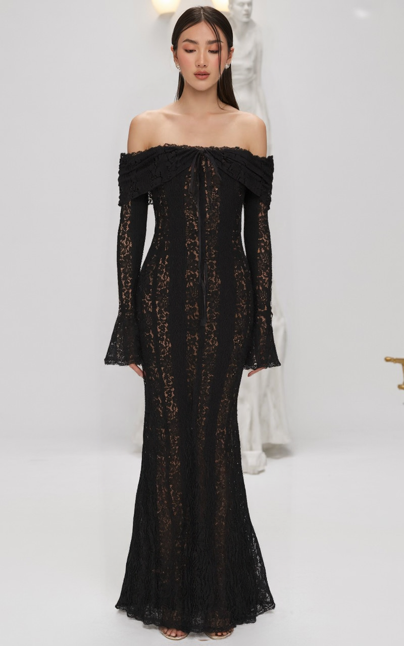 Thalia - Maxi Spitzenkleid (weiß, schwarz)