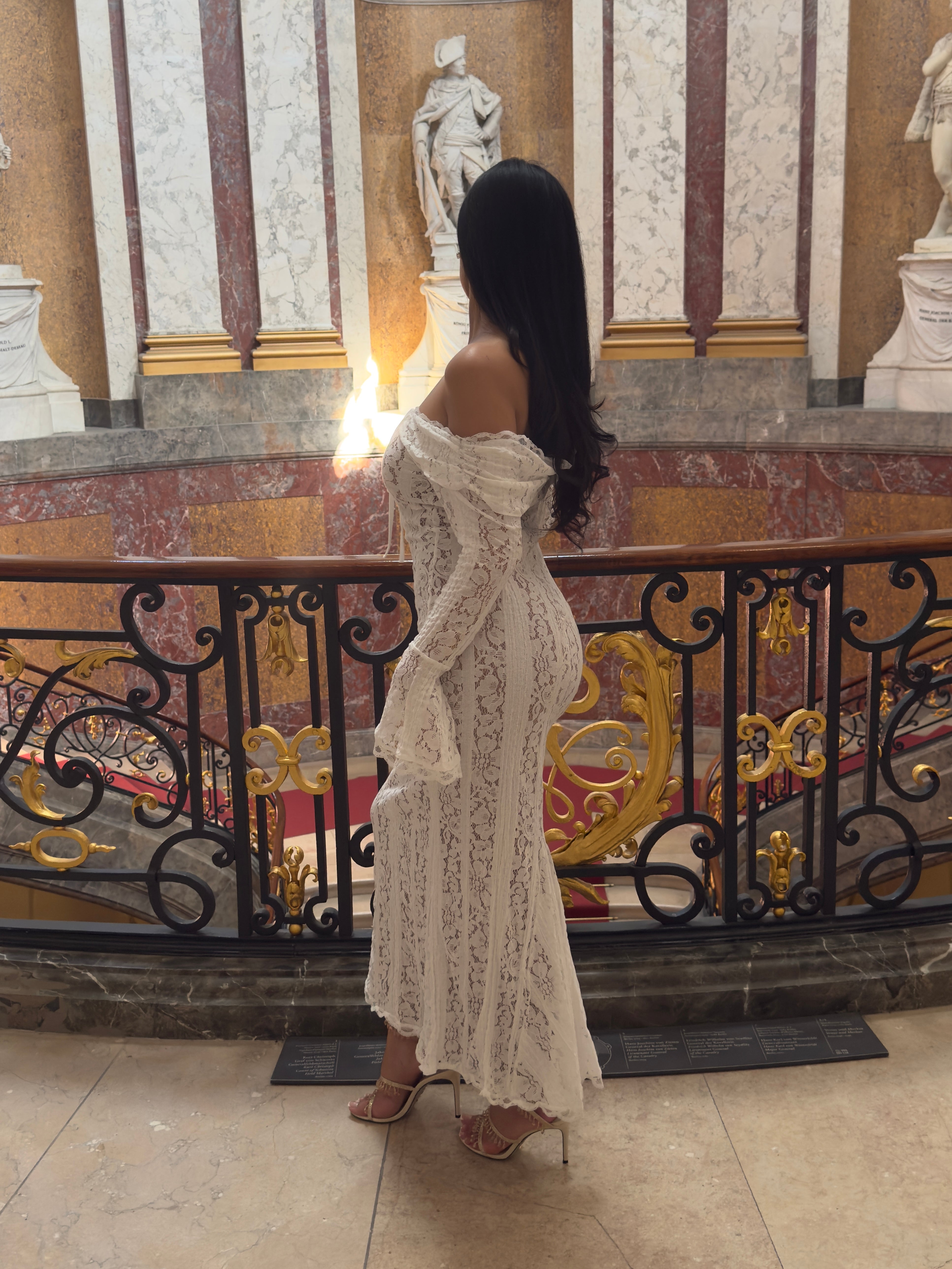 Thalia - Maxi Spitzenkleid (weiß, schwarz)