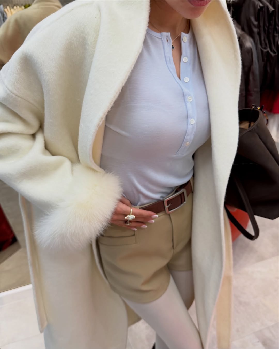 The London - Langer Wollmantel mit Fell