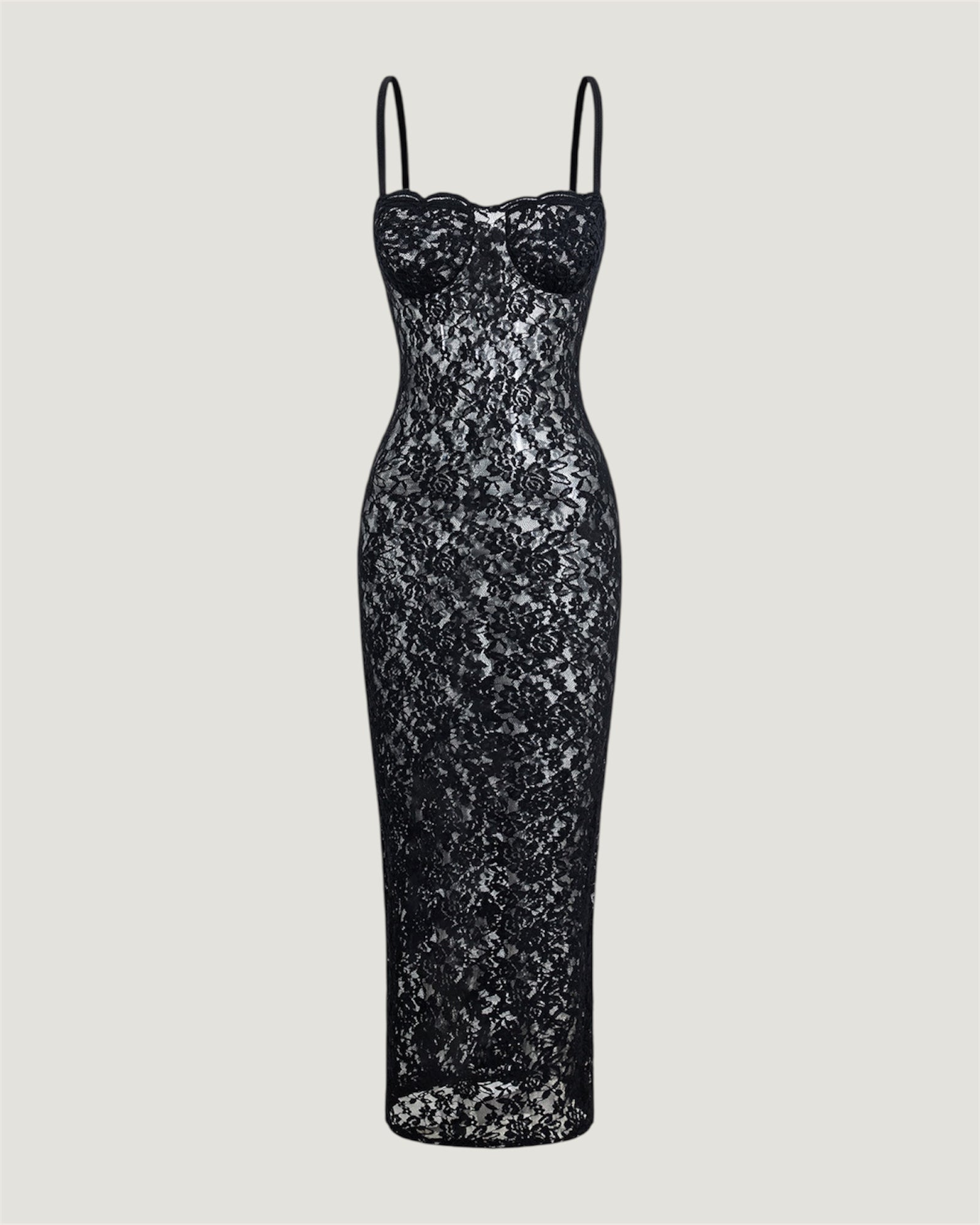 TIANA - Maxi Spitzenkleid (schwarz, rot)