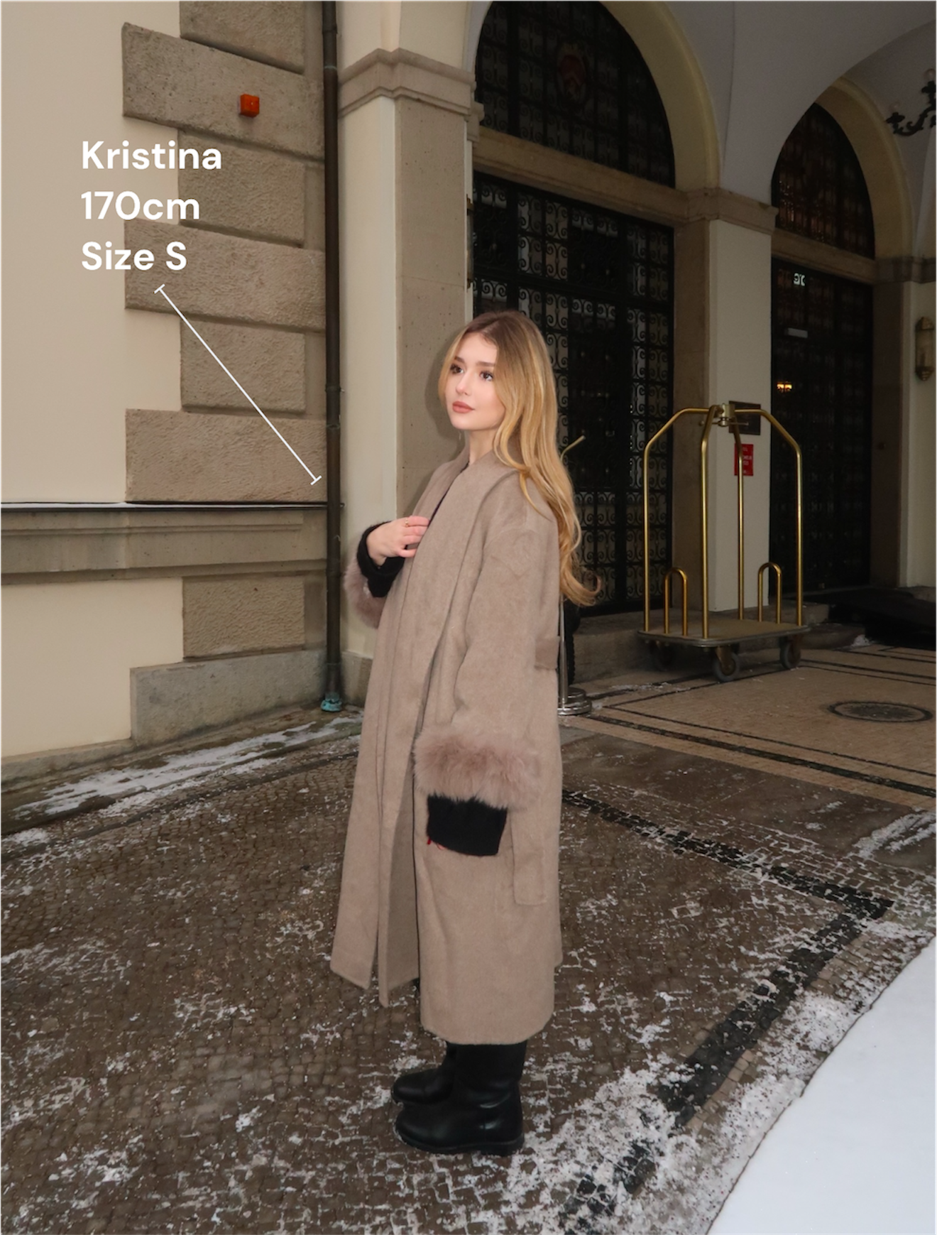 The London - Langer Wollmantel mit Fell