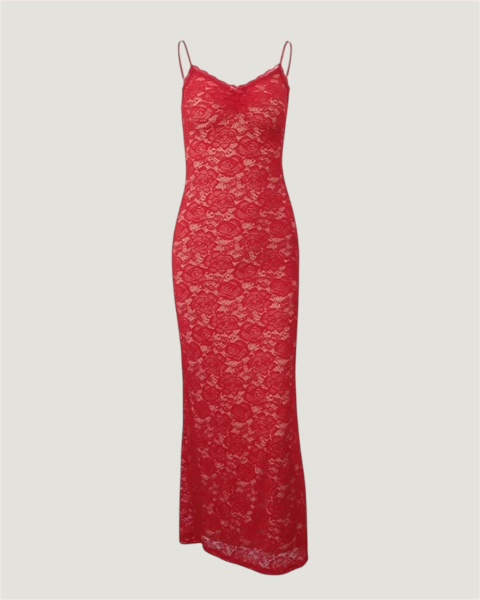TIANA - Maxi Spitzenkleid (schwarz, rot)