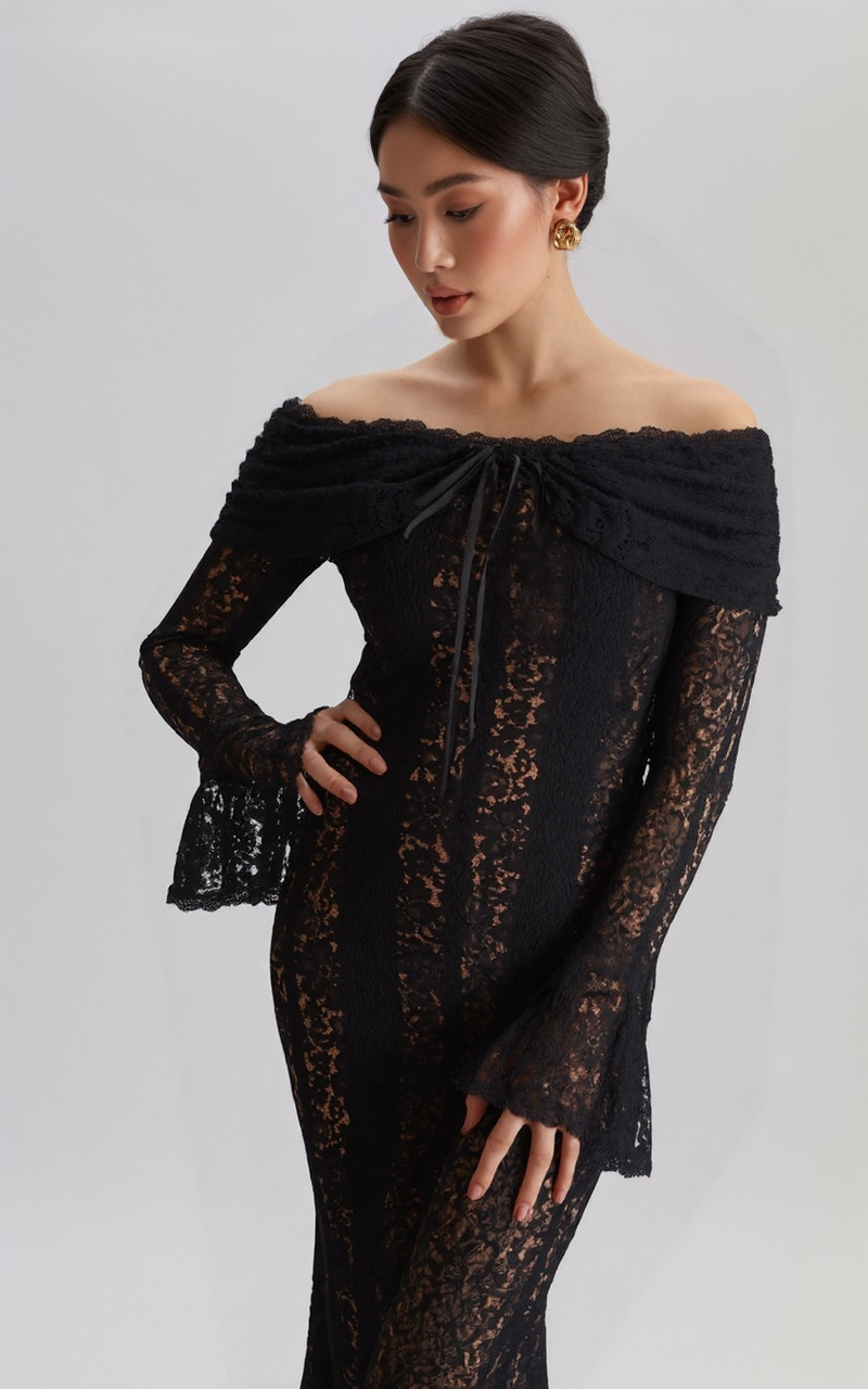Thalia - Maxi Spitzenkleid (weiß, schwarz)