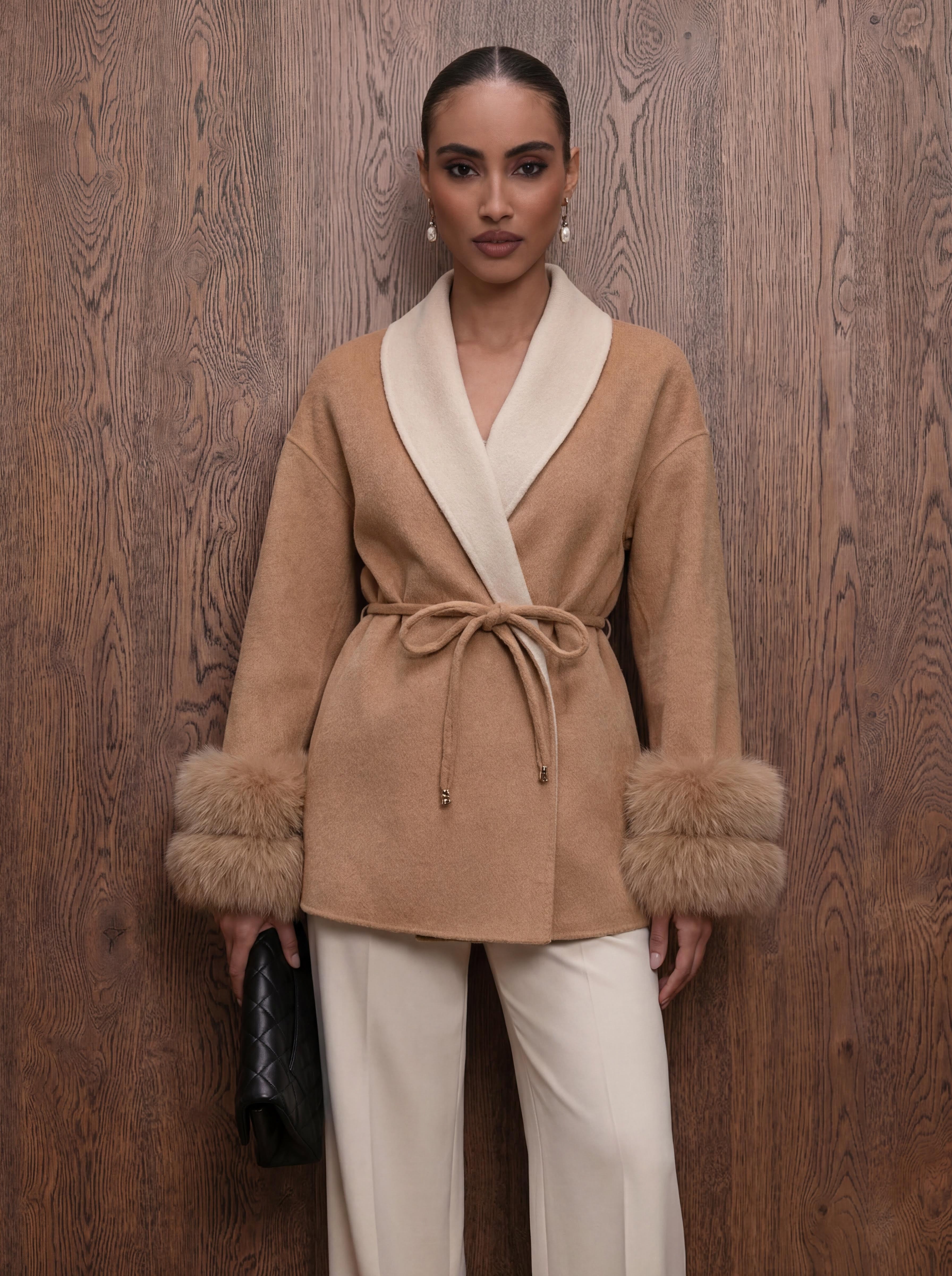 The Kalmar - Kaschmirmantel mit Pelzbesatz aus VIntage Pelz