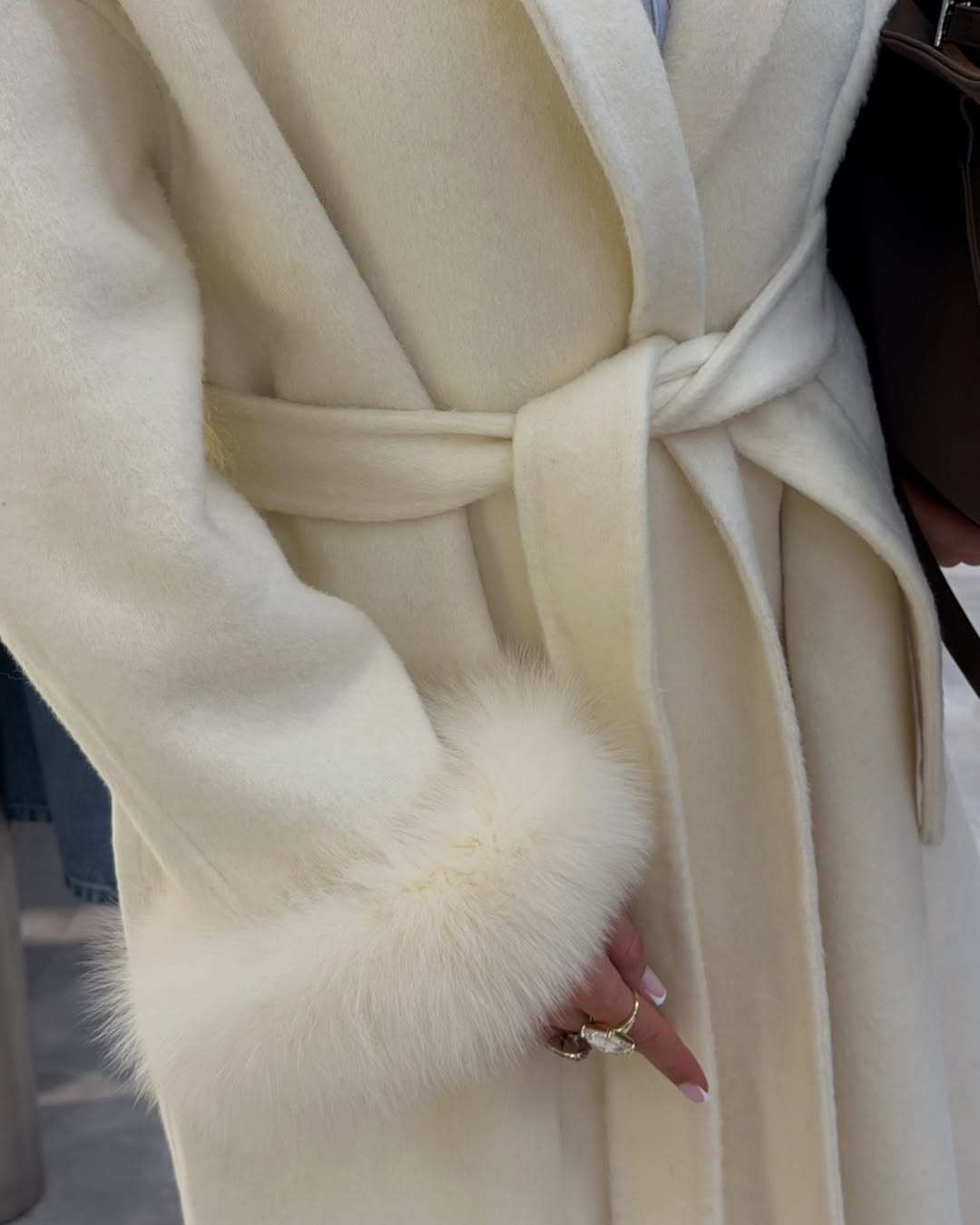 The London - Langer Wollmantel mit Fell