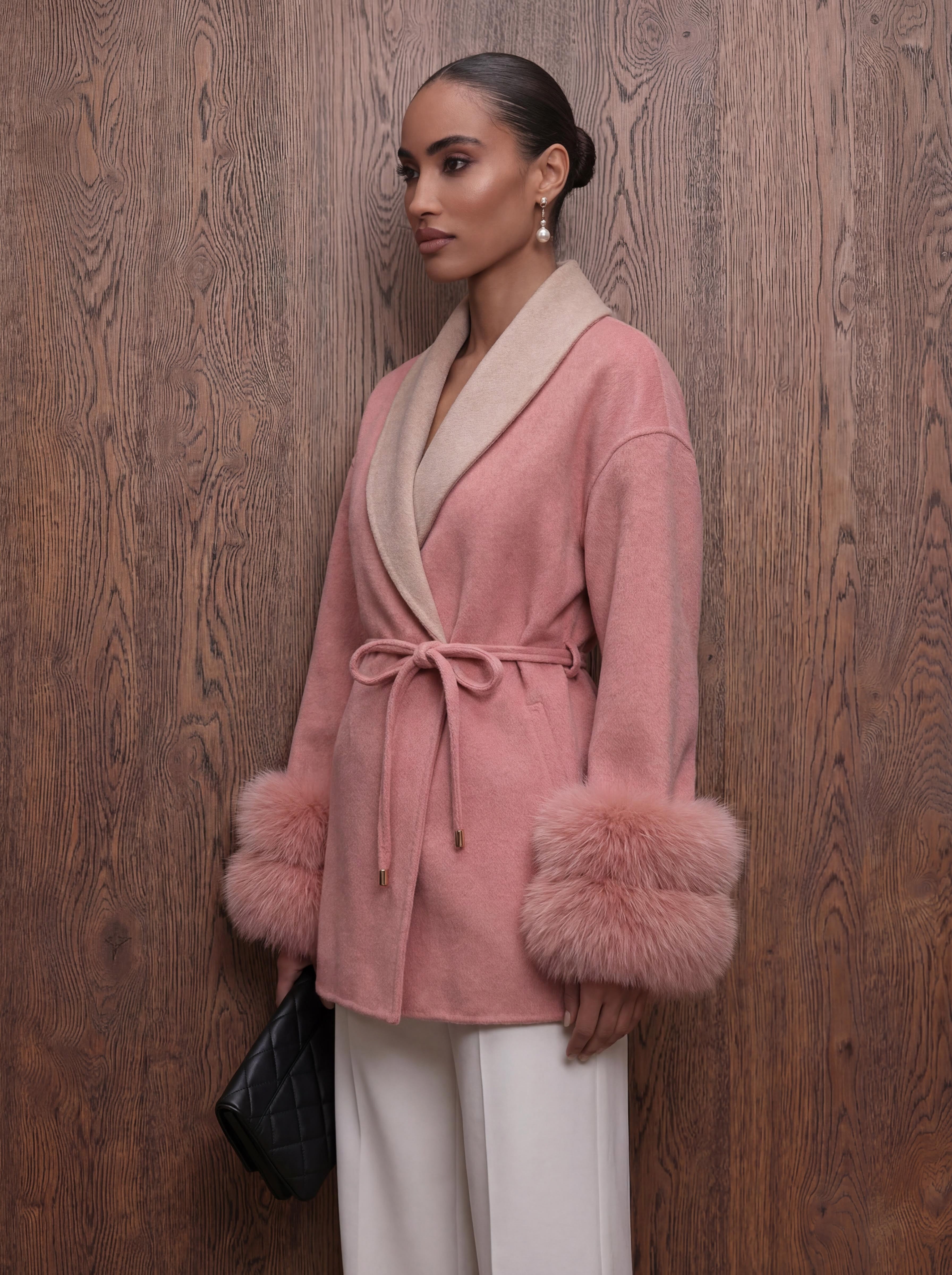 The NORA - Mantel aus Kaschmir mit Pelz