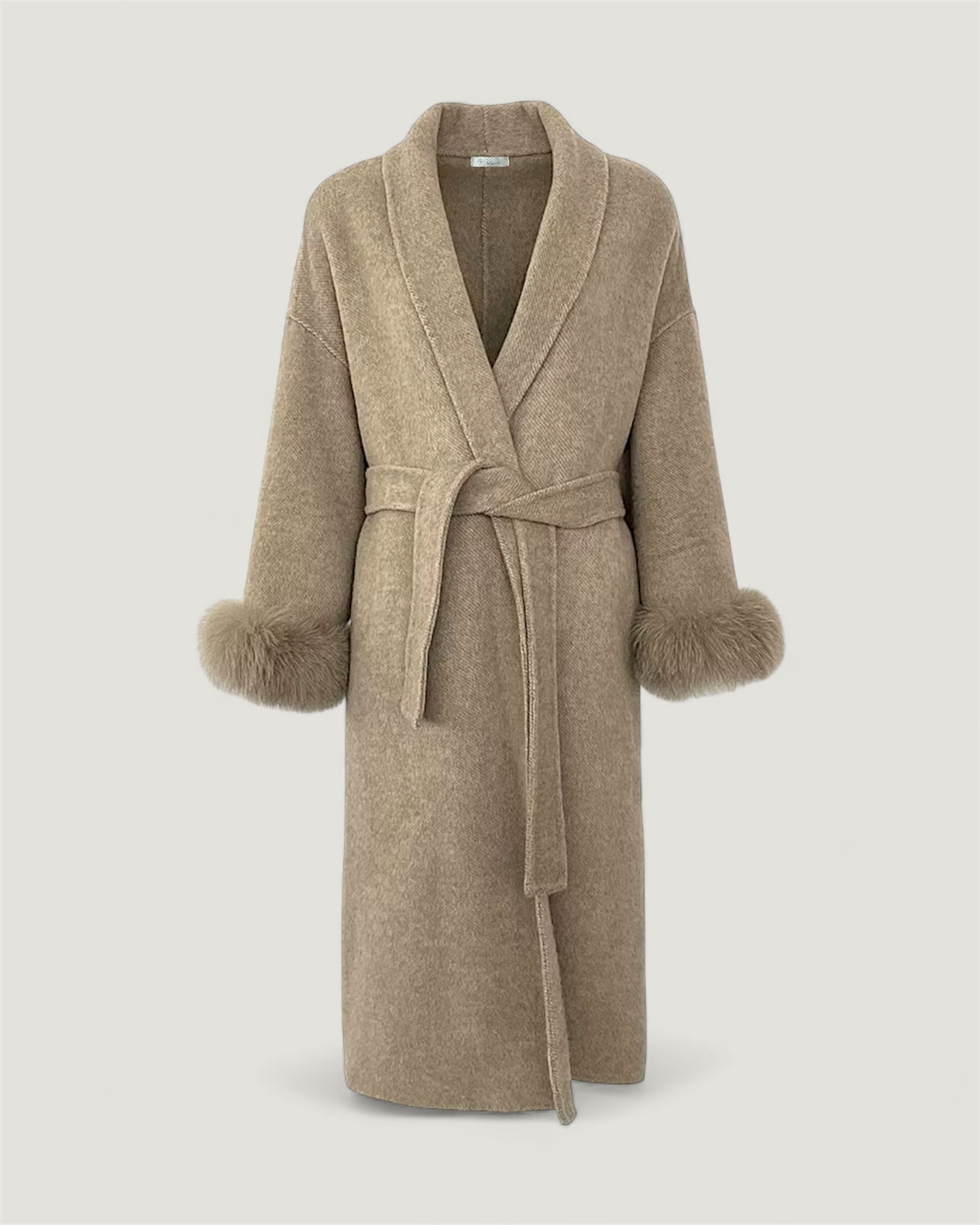 The London - Langer Wollmantel mit Fell