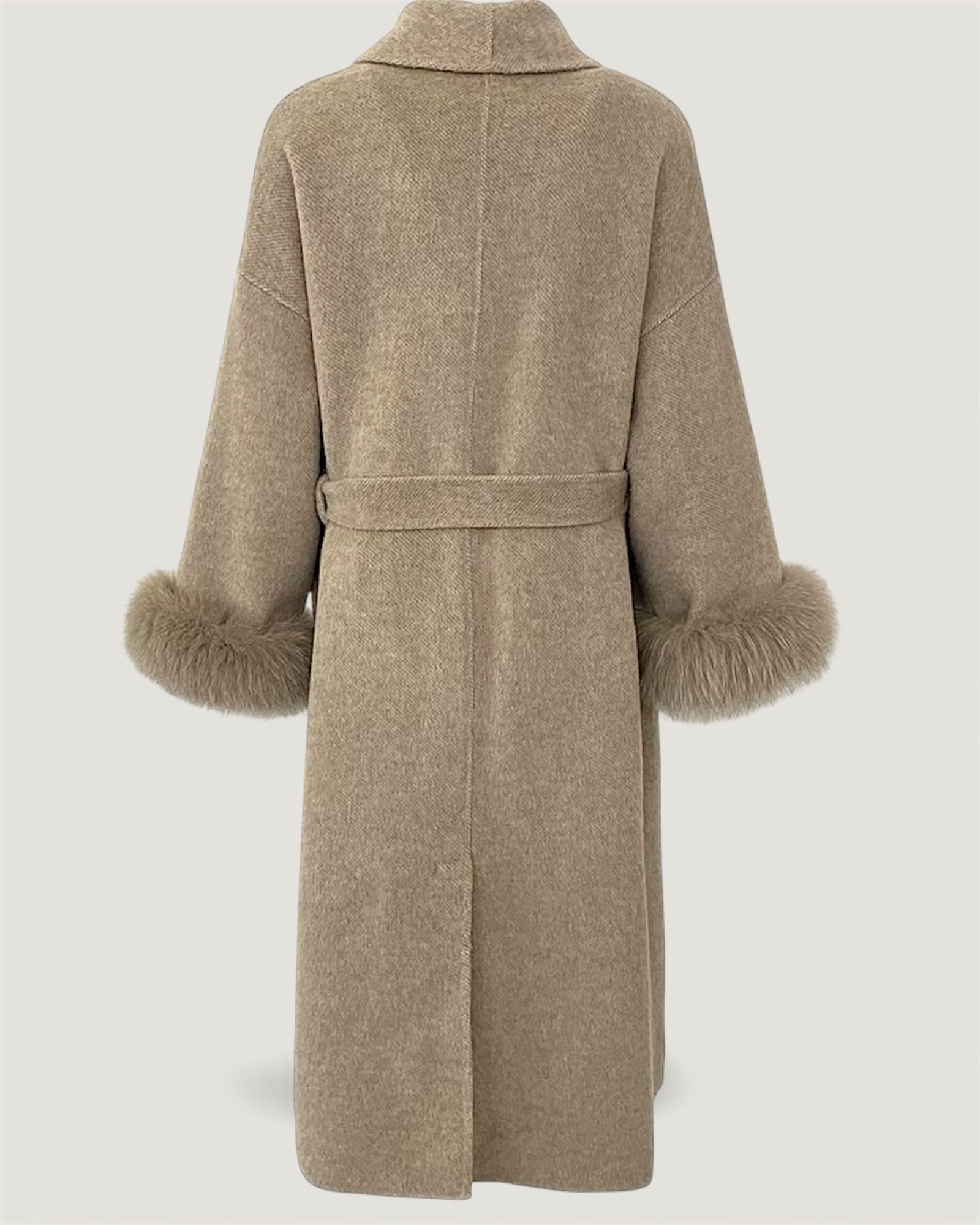 The London - Langer Wollmantel mit Fell