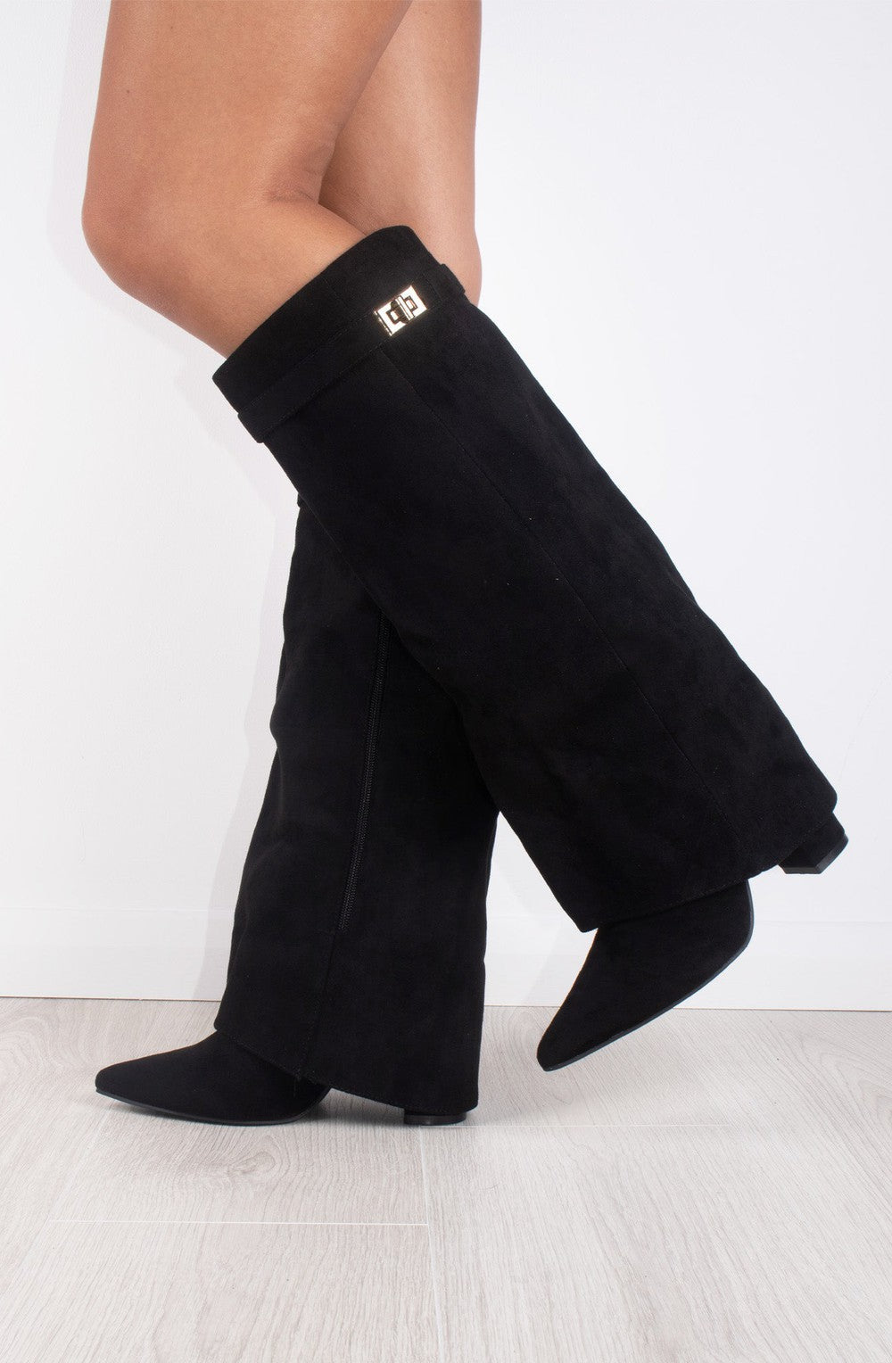 Calianté Shark Boots Kunstvelour - Schwarz