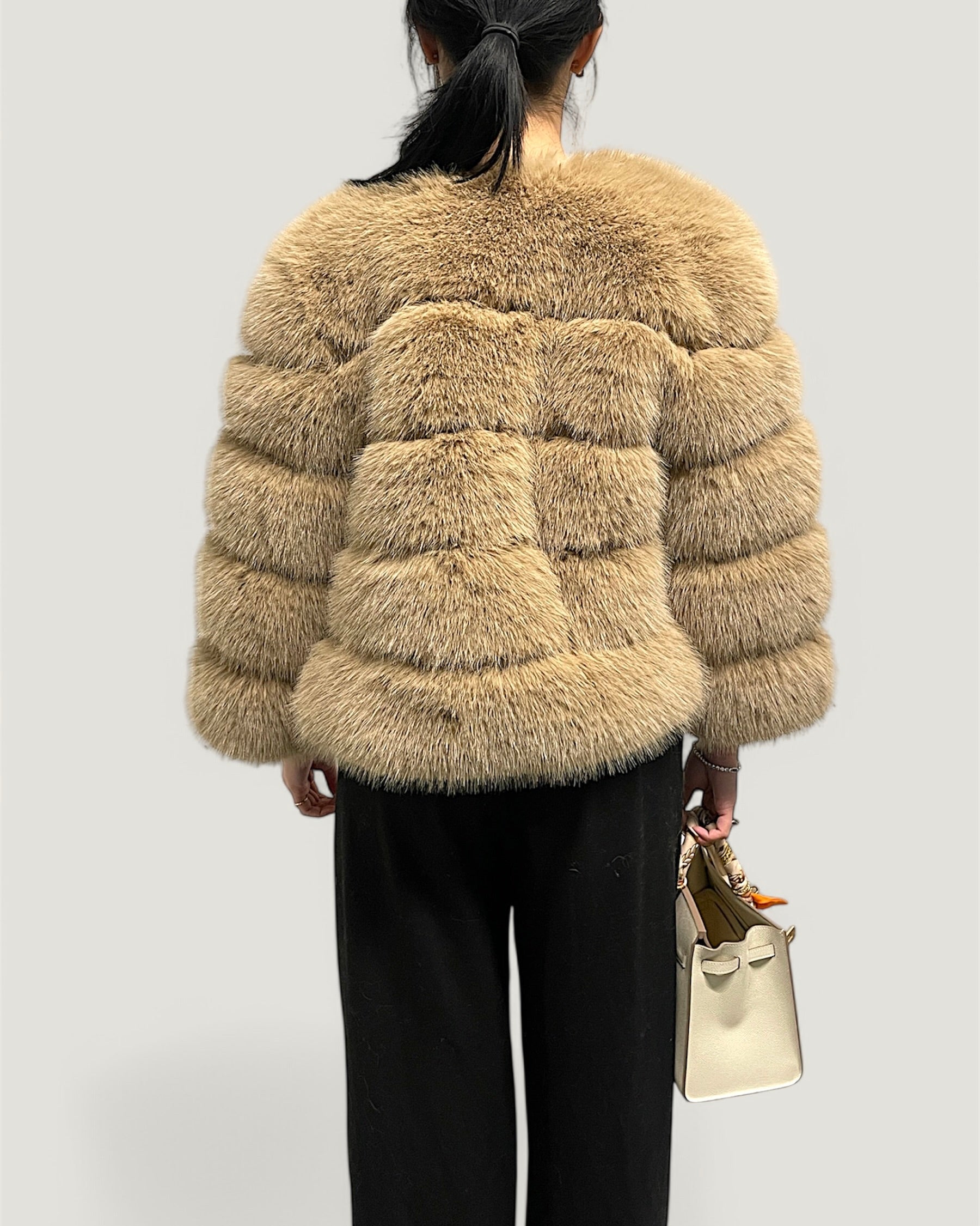 Fur Coat Faux Fur Beige Short