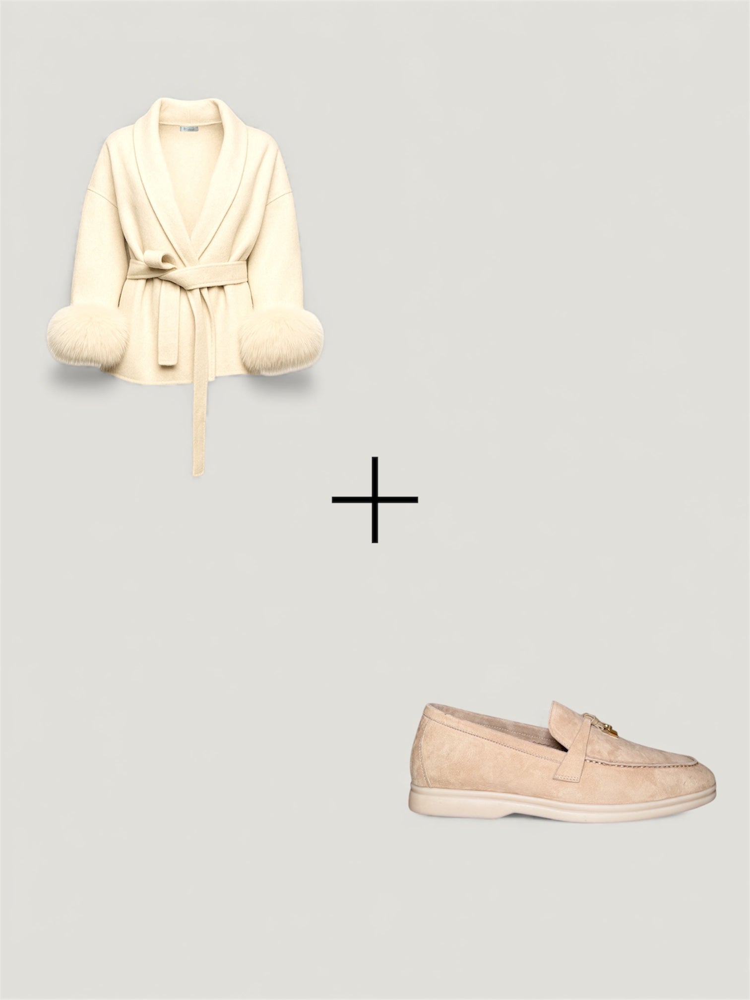 Exklusives Set: Wollmantel & Classic Loafer in - Weis