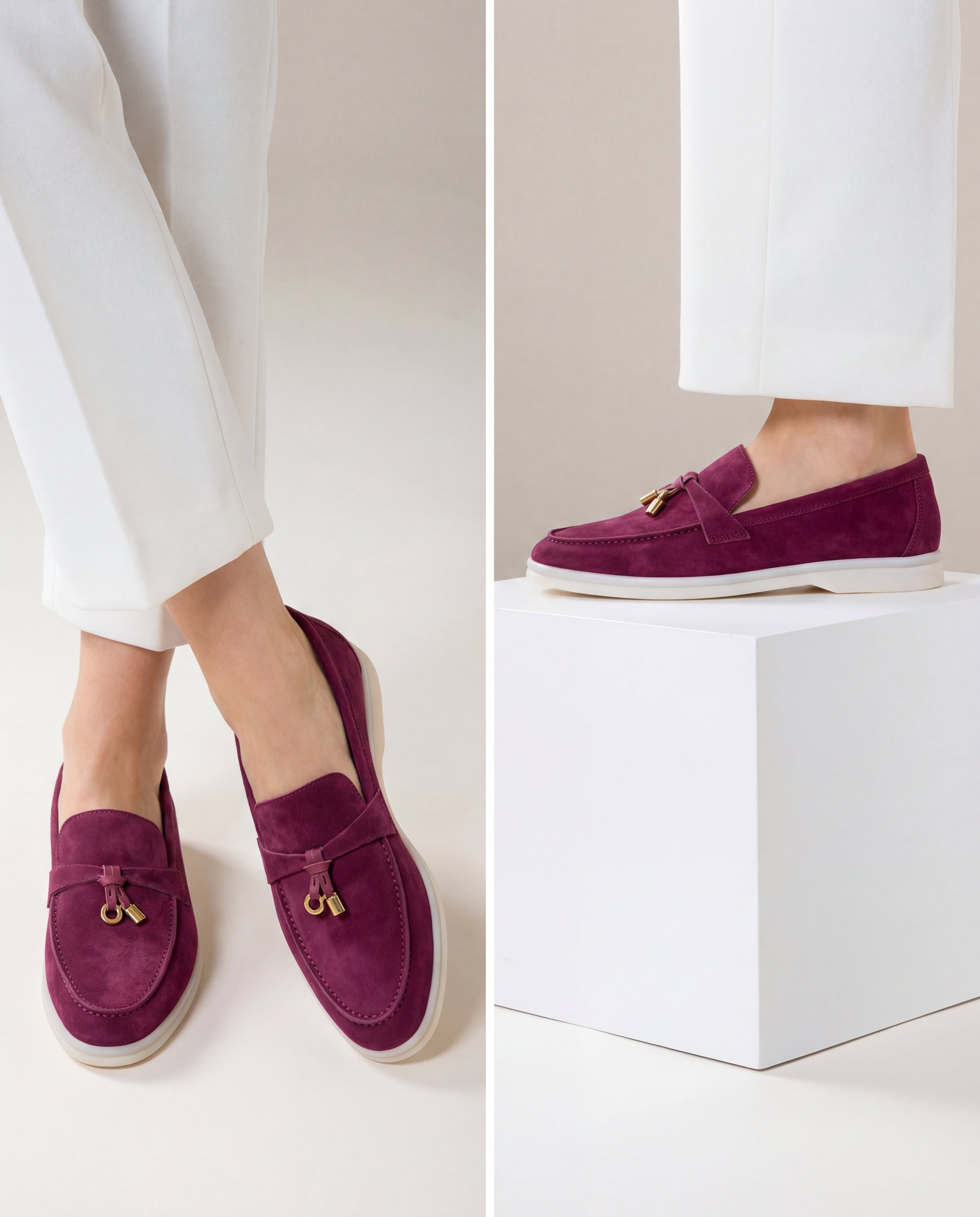 Klassische Amulett Loafer Damen - Burgundy Rot