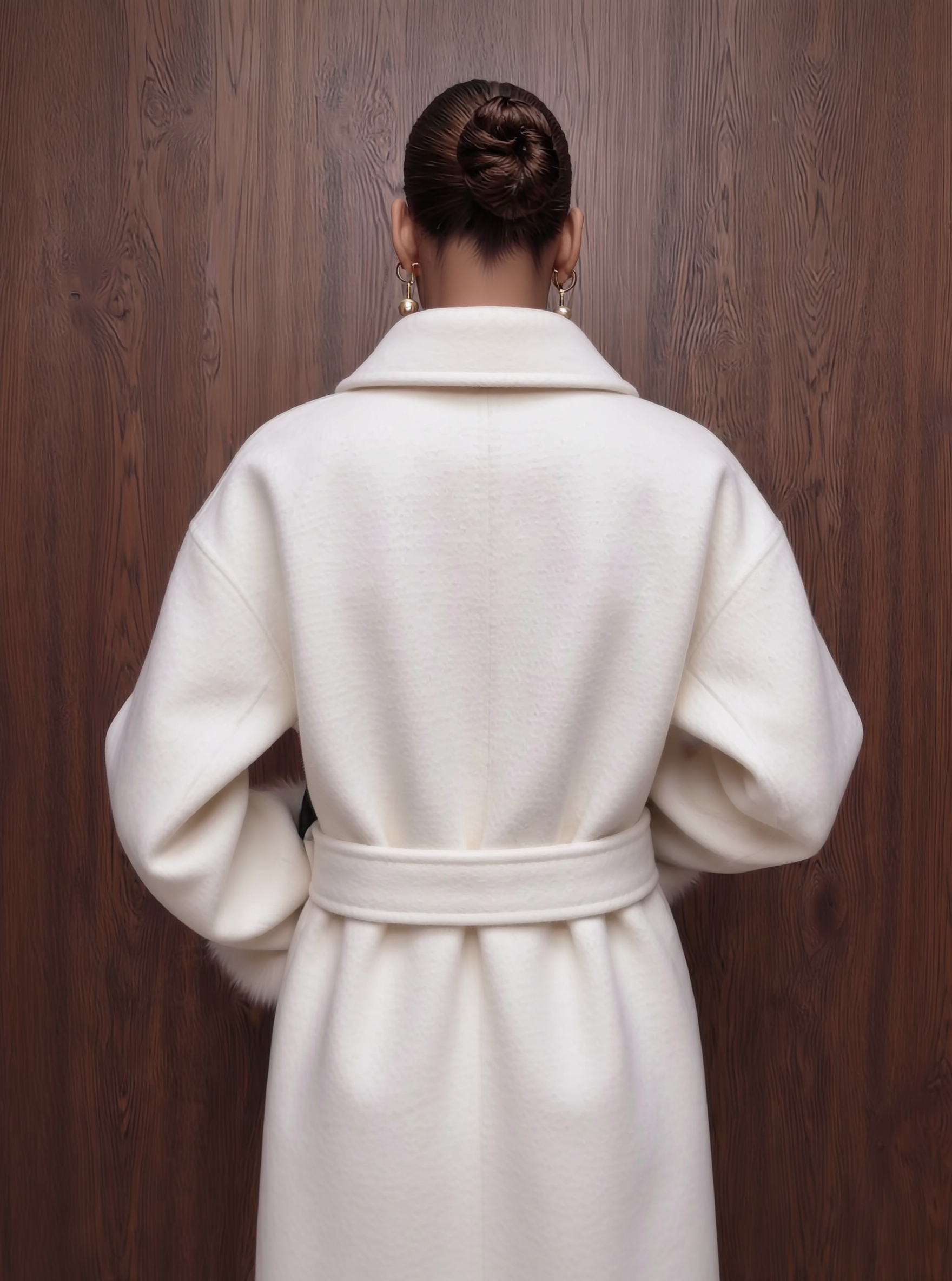 The London - Long wool coat with fur