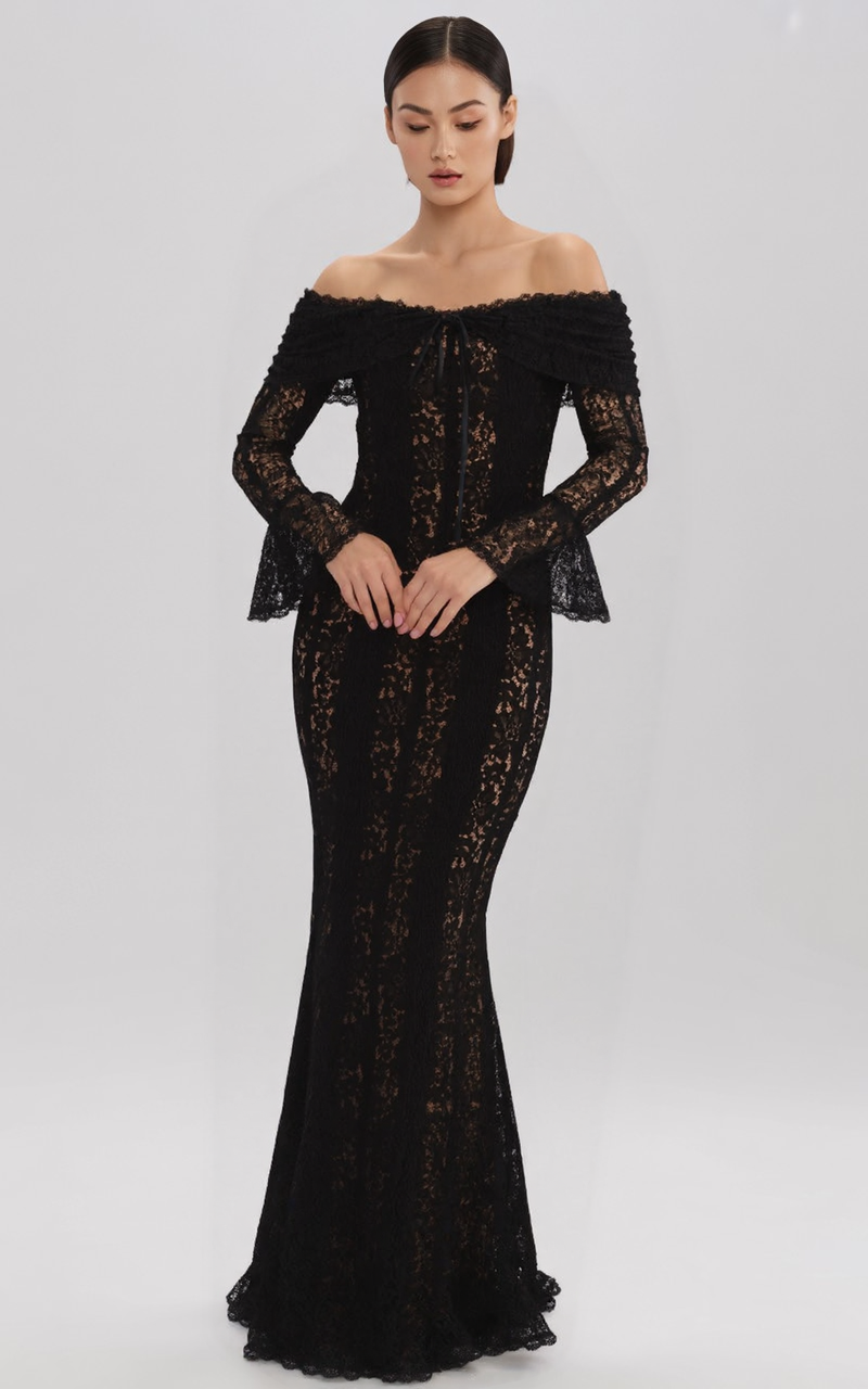 Thalia - Maxi Spitzenkleid (weiß, schwarz)