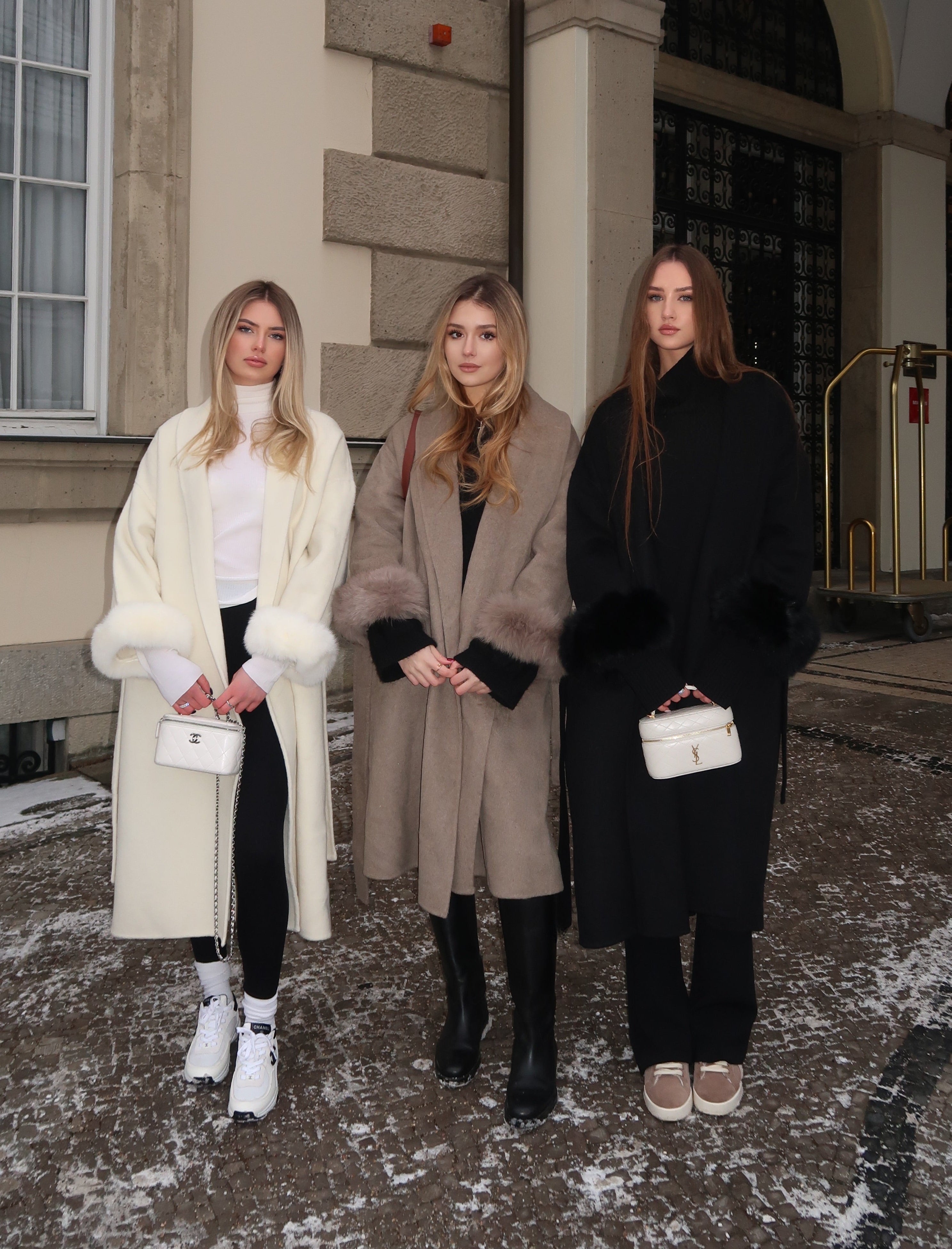 The London - Langer Wollmantel mit Fell