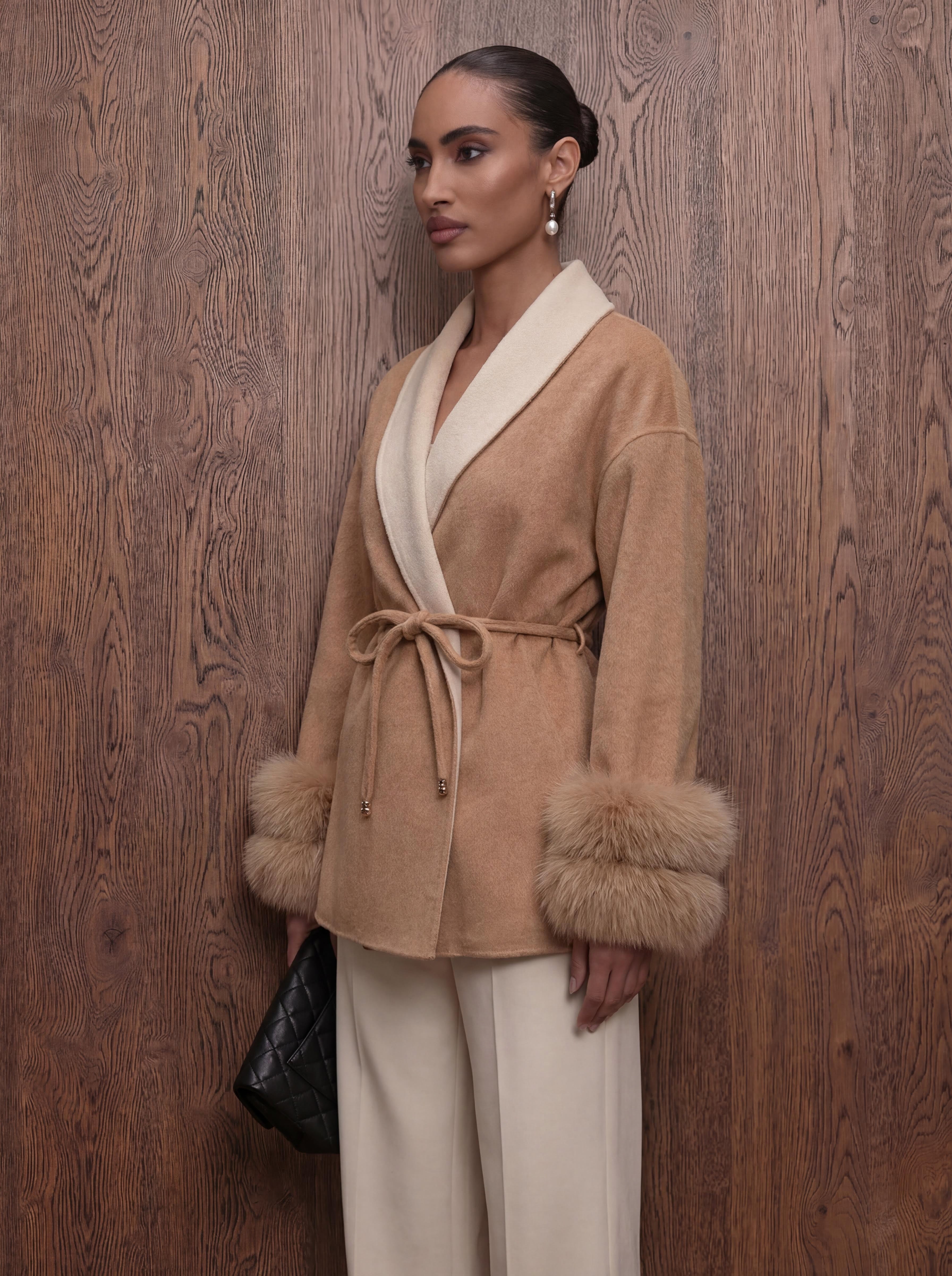 The Kalmar - Kaschmirmantel mit Pelzbesatz aus VIntage Pelz