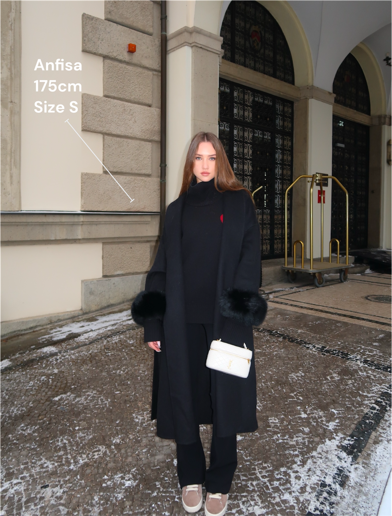 The London - Langer Wollmantel mit Fell