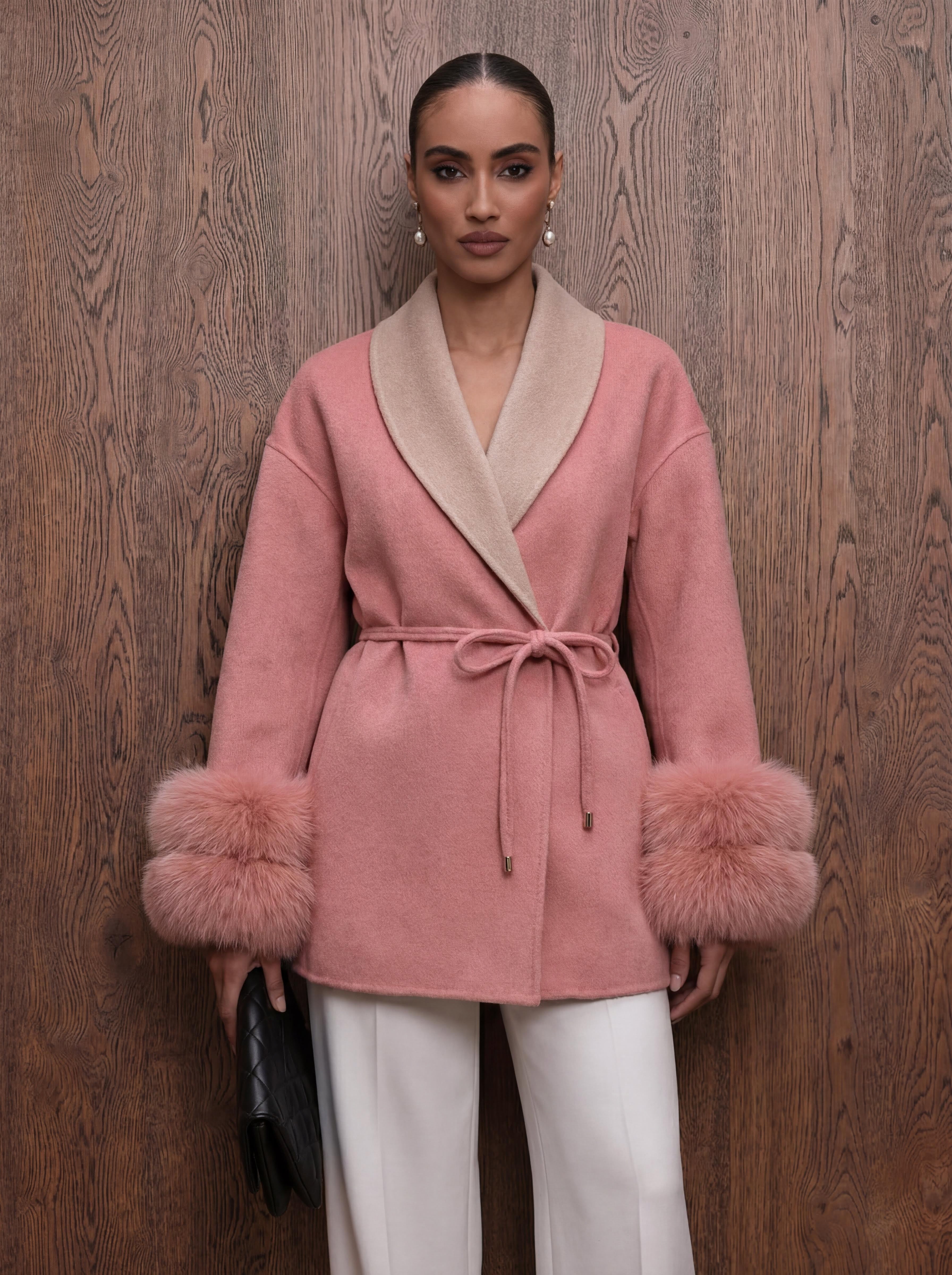 The NORA - Mantel aus Kaschmir mit Pelz