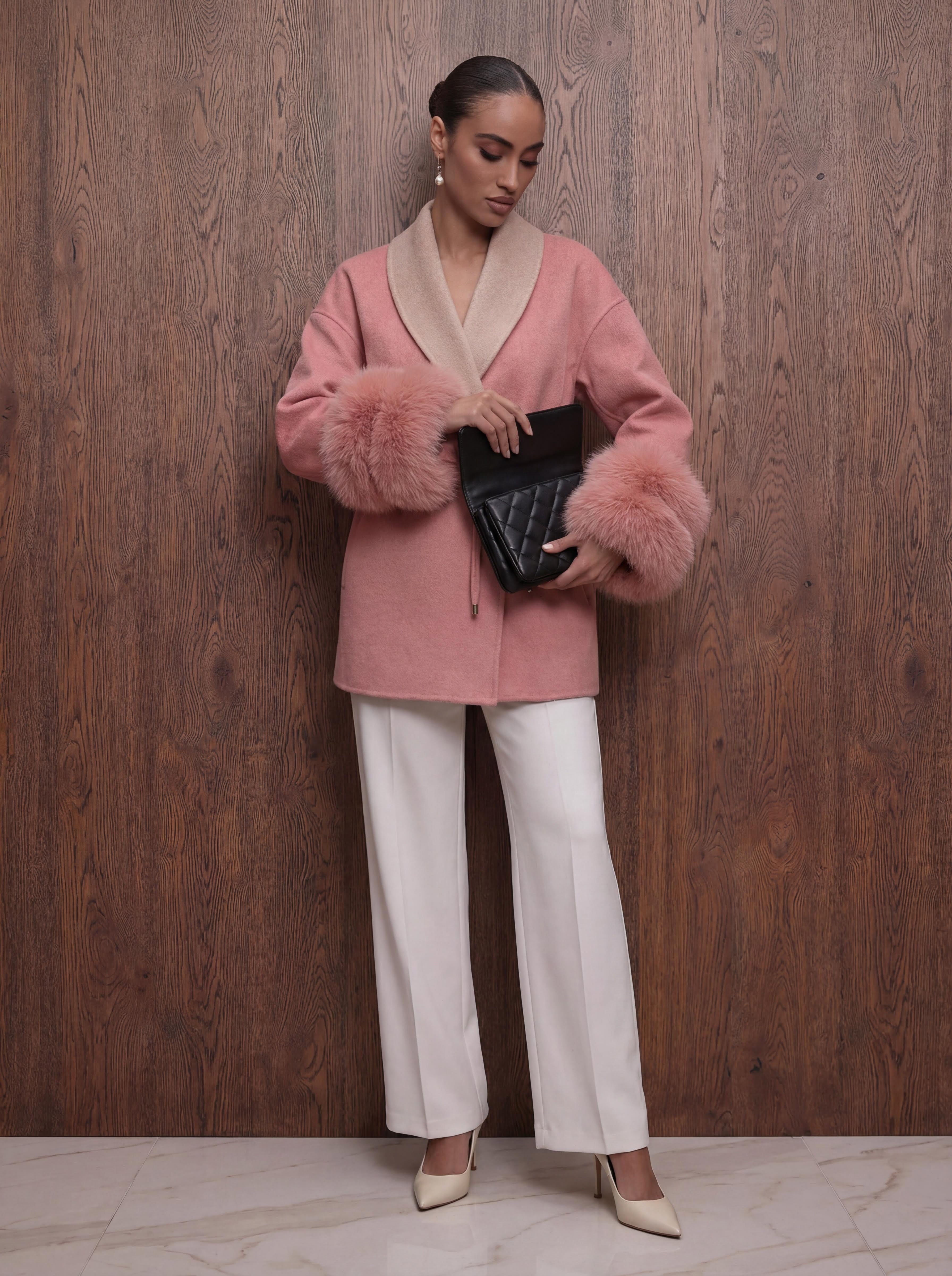 The NORA - Mantel aus Kaschmir mit Pelz