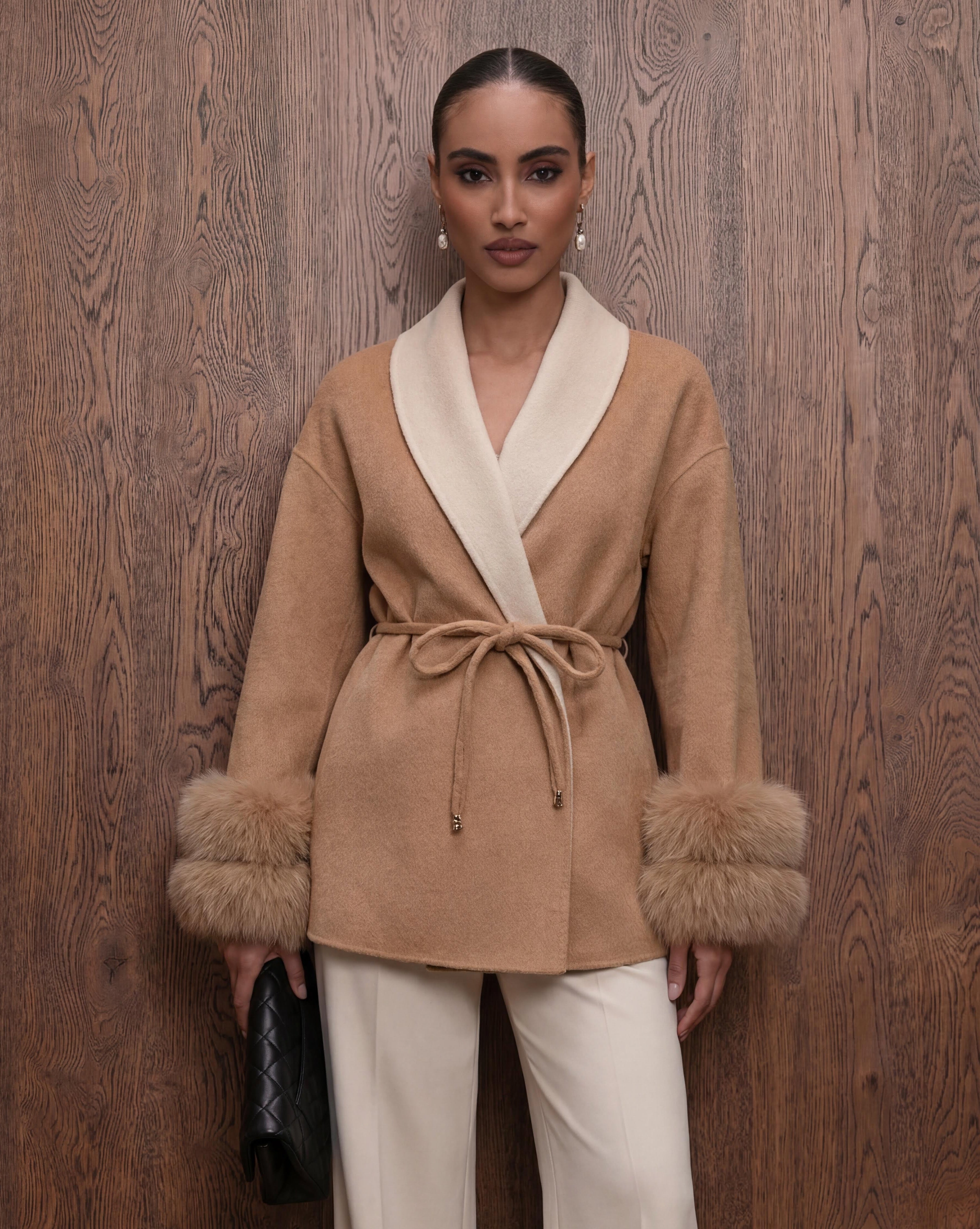 The Kalmar - Kaschmirmantel mit Pelzbesatz aus VIntage Pelz