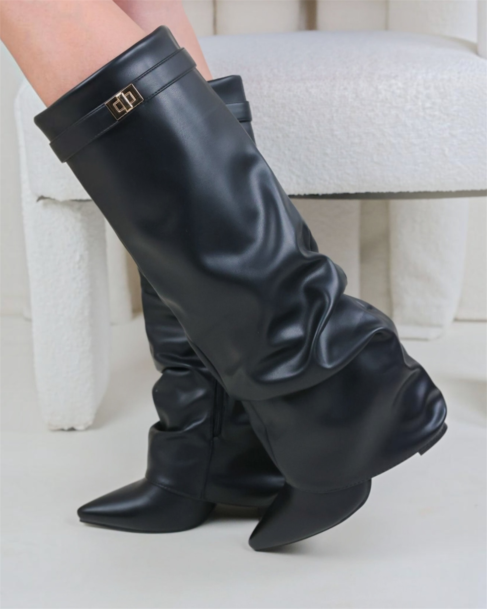 Caliante Shark Boots Slouch – Black Smooth Leather