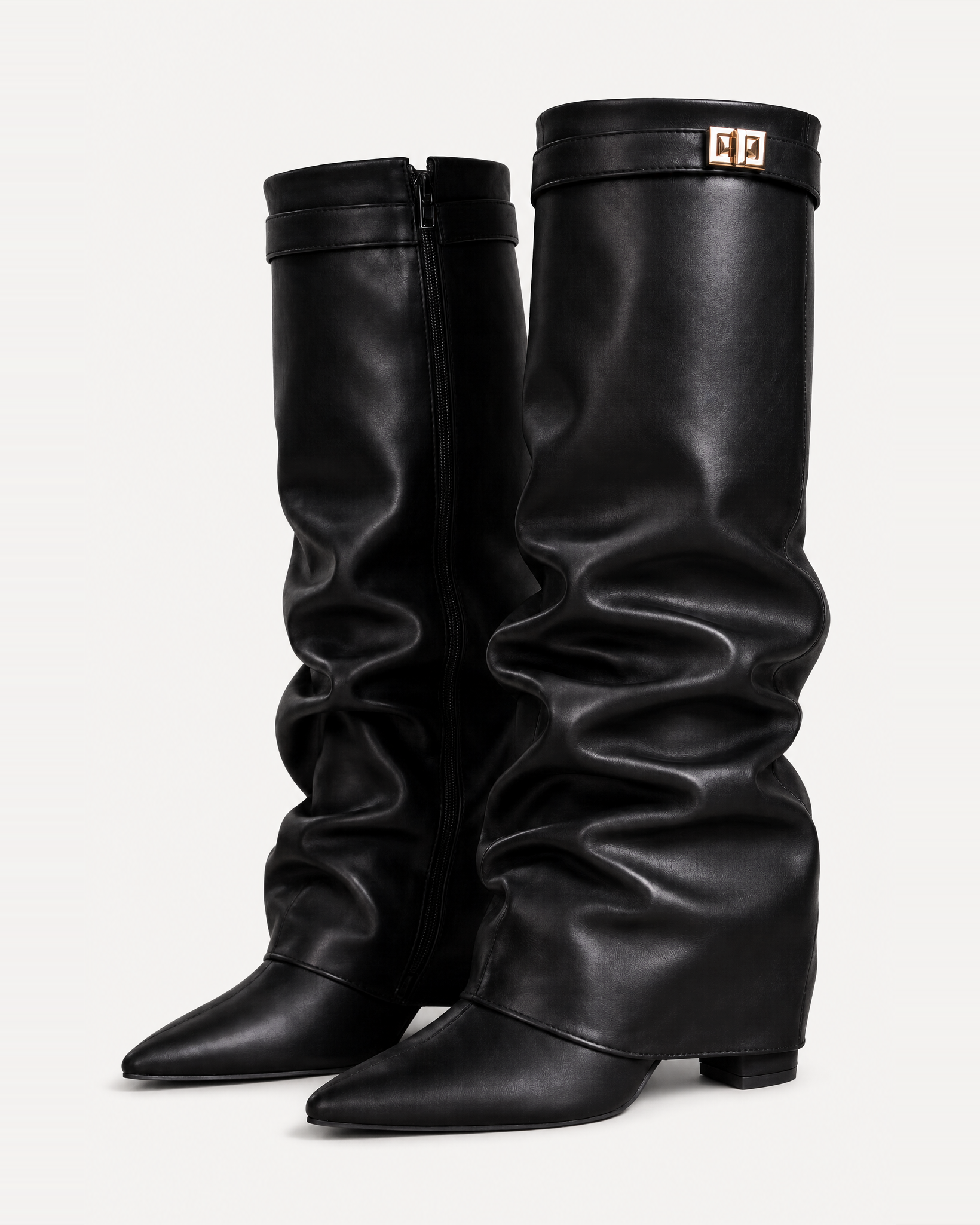 Caliante Shark Boots Slouch – Schwarz Glattleder