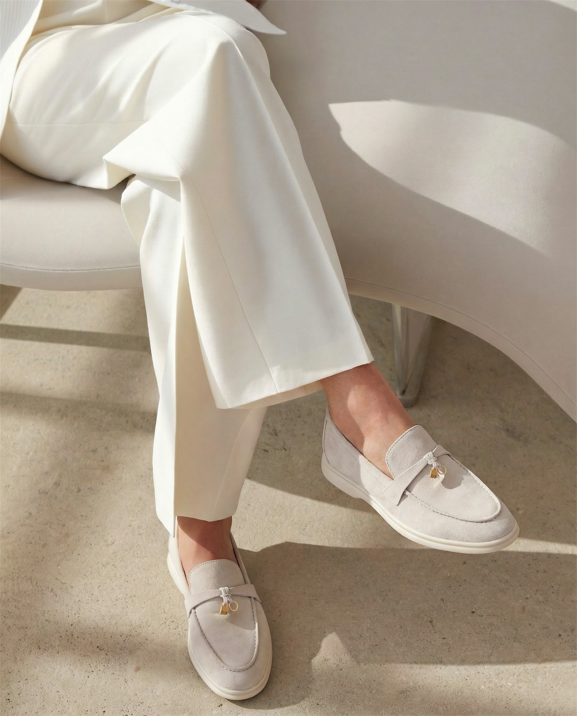 Klassische Amulett Loafer Damen - Creme Beige