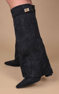 Calianté Shark Boots Faux Velour - Black