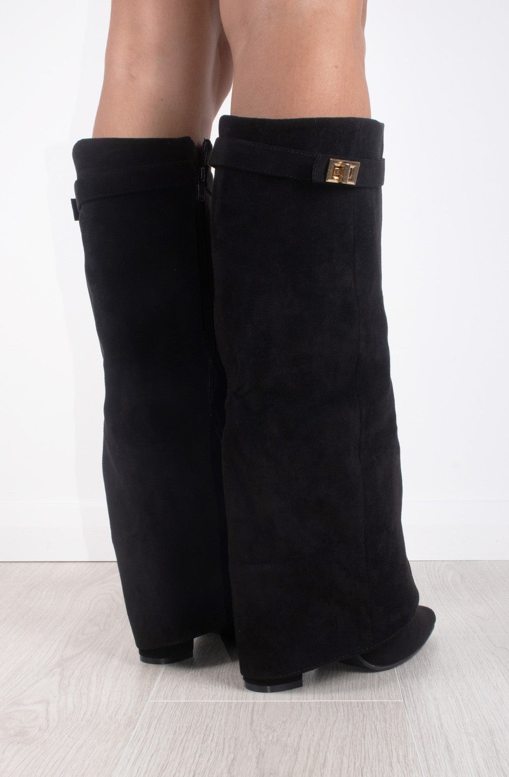 Calianté Shark Boots Kunstvelour - Schwarz