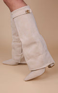 Calianté Shark Boots Faux Suede - Champagne Beige