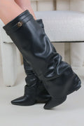 Calianté Shark Boots Slouch - Black Smooth Leather