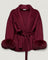 Kurzer Wollmantel mit Fellärmel - THE HELSINKI VELVET Burgundyrot