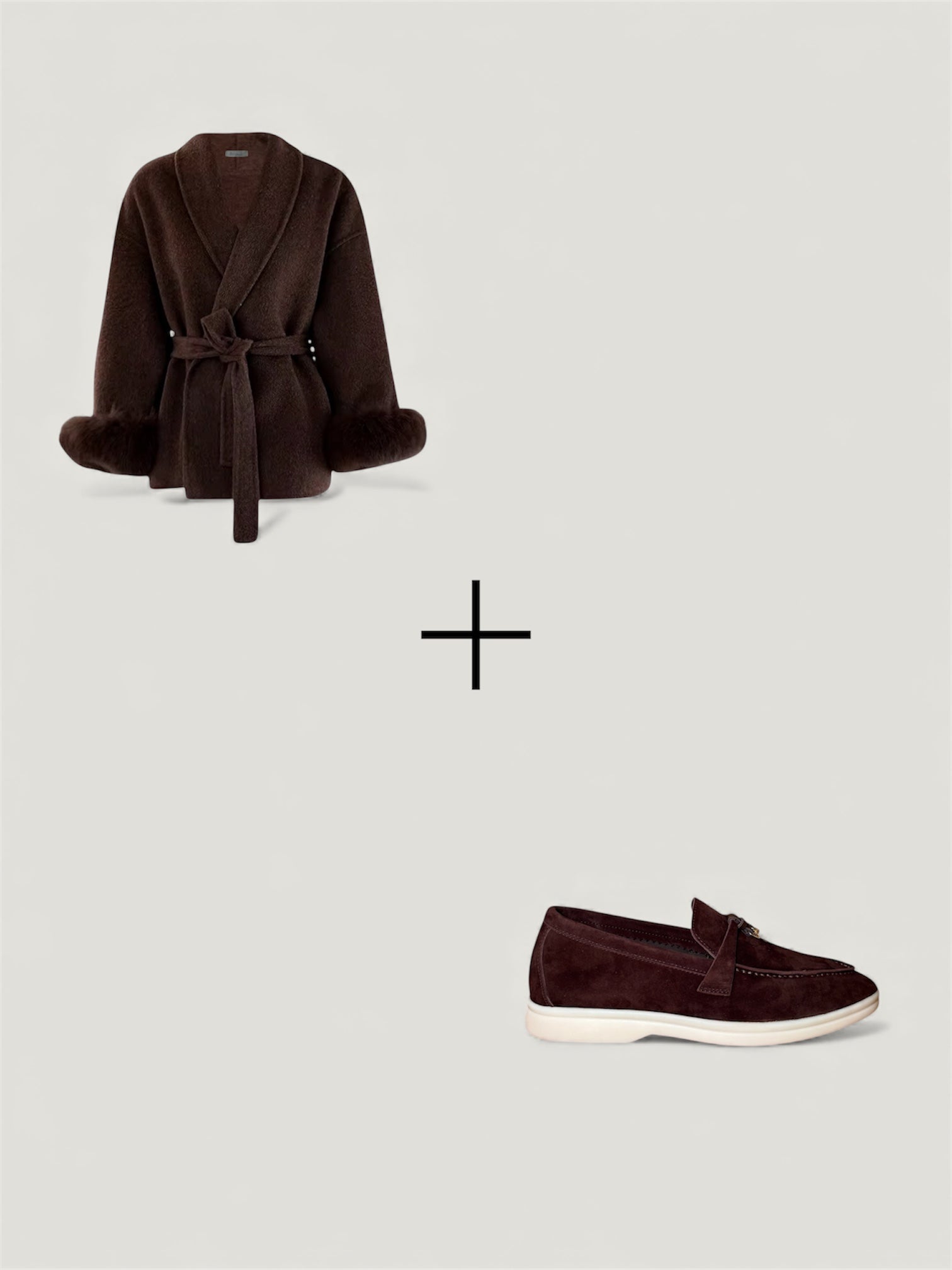 Exklusives Set: Wollmantel & Classic Loafer in -Espresso Braun