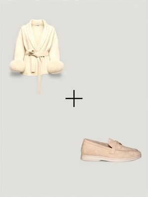 Exklusives Set: Wollmantel & Classic Loafer in - Weis