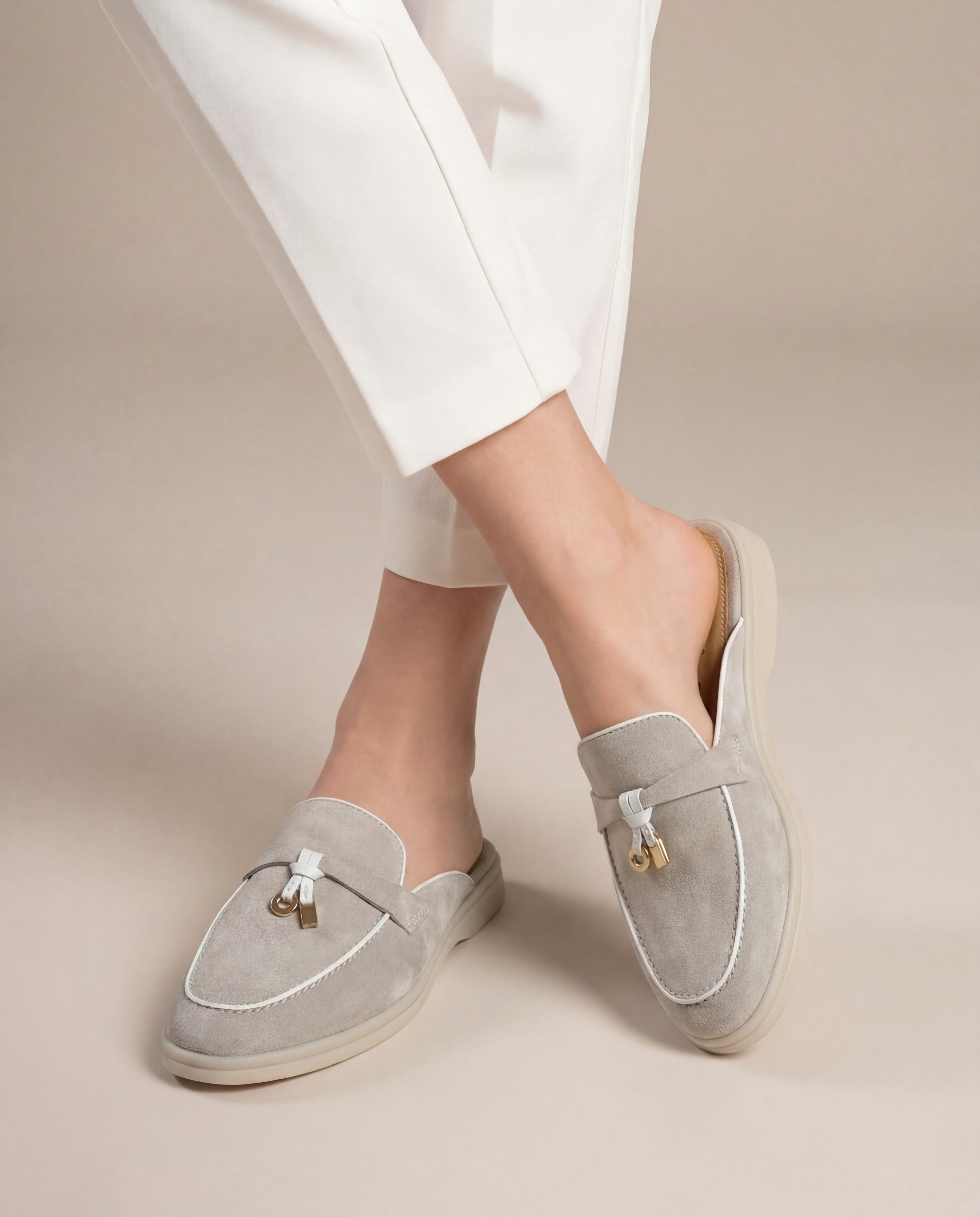 Boat slippers women - cream beige